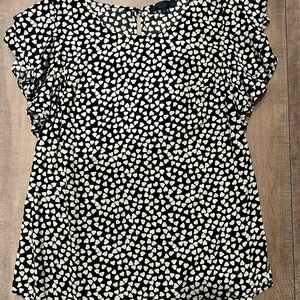 RACHEL Rachel Roy Black and White Flutter Sleeve Blouse Size XL